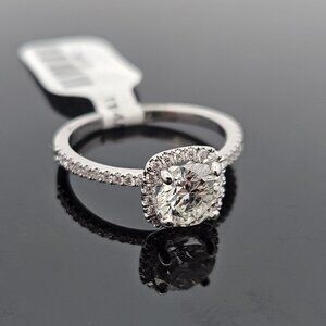 14K White Gold 1.25CT Diamond Halo Half Eternity Engagement Ring Size 7.75